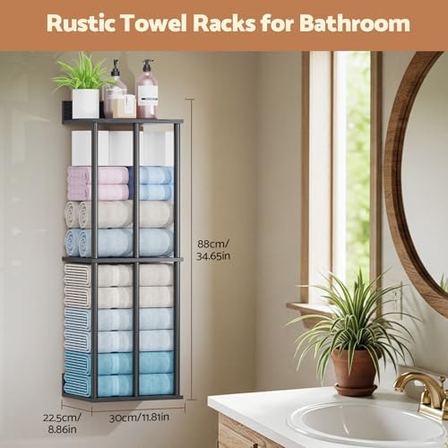 Bathroom Towel Storage, Black Bathroom Towel Holder - Image 2