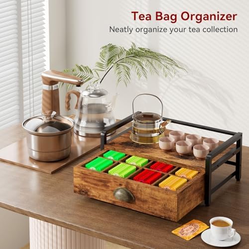 IBUYKE Tea Bag Organizer,Tea Box with Drawer,Brown TCJ004H - Image 3