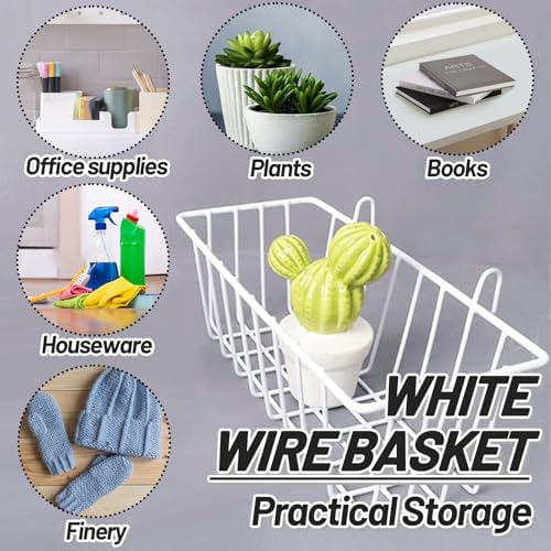 3PCS Wire Baskets,Metal Wire Storage Basket,Wall Hanging Bin and Display Basket for Kitchen,Cabinet,Pantry,Bathroom,Home Decor Supplies,Potted Plants,White - Image 4