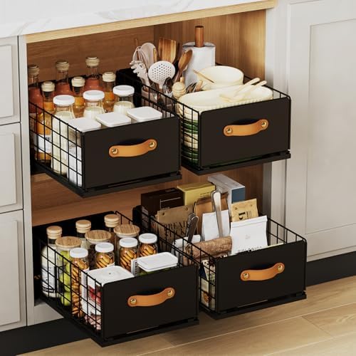 Pull Out Cabinet Organizer, Slide-Out Pantry Shelves, Fits Framed Cabinets by AUGOHCMIL
