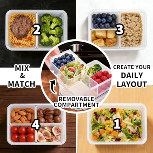 KIGI Food Storage Containers for Meal Prep & Lunch, 4.7 Cup 3 Pack 12-Piece - Image 3