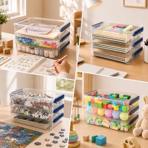 CATOOMUU 8-Pack 9x13 Clear Plastic Project Case, Stackable Storage Box - Image 5