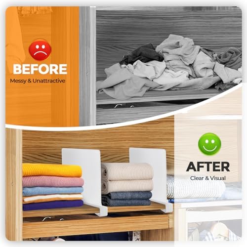 White Acrylic Shelf Dividers for Closets Organizer & Storage,8 Pack - Image 5