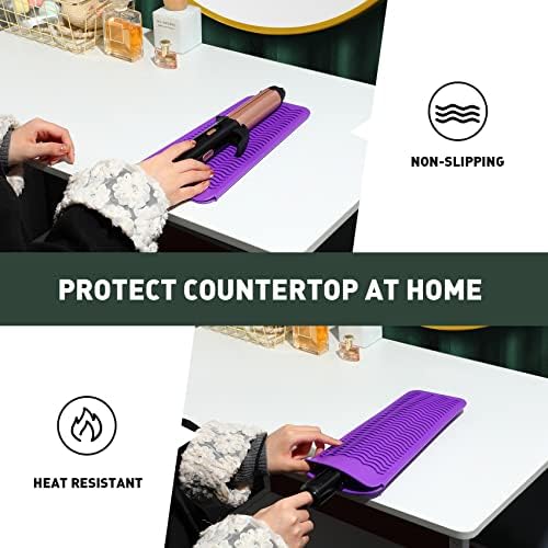 ZAXOP Resistant Silicone Mat Pouch for Flat Iron, Curling Iron,Hot Hair Tools (Purple) - Image 6