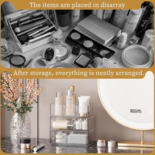 Medicine Cabinet Organizer with Removable Dividers, 3-Tier Stackable Drawer Storage for Bathroom, RV, Vanity, Countertop & Desk - Image 5