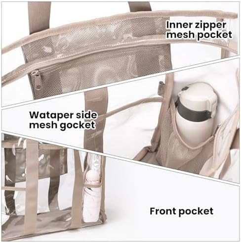 BORMELUN Large Clear Bag Tote for Work Concerts Stadium approved Heavy duty Transparent See Through Purse with mesh pockets - Image 5