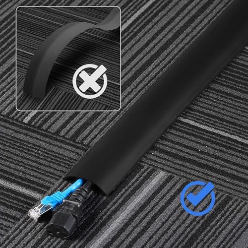 ZhiYo 4ft Floor Cord Cover, Cable Cavity 0.6" W x 0.32" H, Grey Wood - Image 6