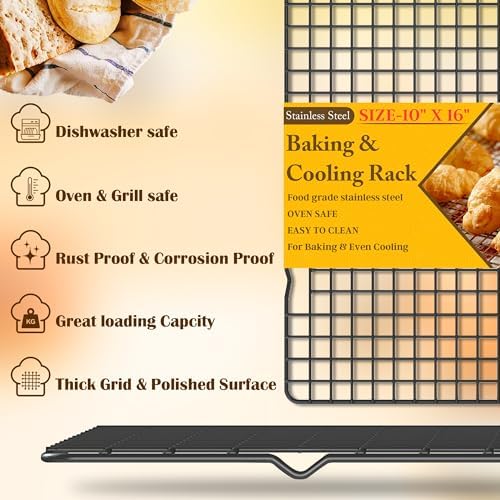 2 PCS Cooling Racks for Cooking and Baking, 10" x 16", Black - Image 2