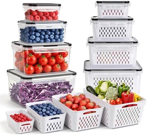 8 PCS Fruit Storage Containers for Fridge, Leakproof Produce Containers by Unknown