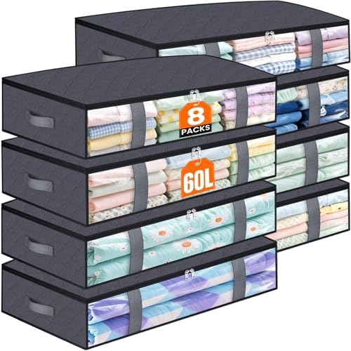 TasticTotes 8 Pack Under Bed Storage Containers, 60L Blanket Storage Bags by Unknown