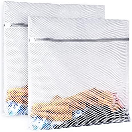 2 XX-Large Honeycomb Mesh Laundry Bag Delicates Durable for Washing Machine,24 x 24 Inches lingerie bags for Laundry, Travel Storage Organize Bag for Cotton Clothes,Sheet,Sweater, Shoes by SUERIV