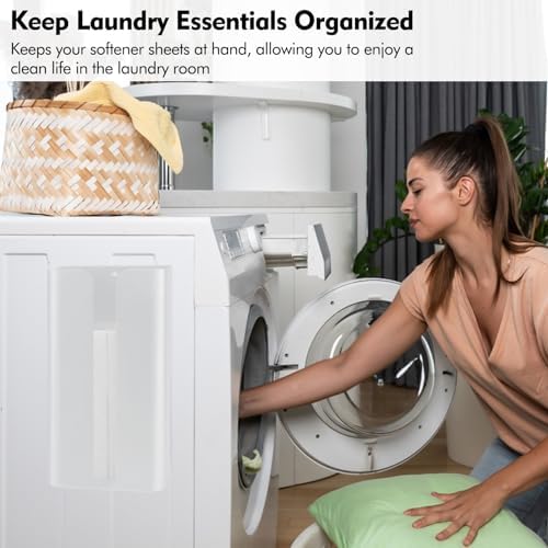 Magnetic Laundry Dryer Sheet Dispenser, Tissue Holder, Garbage Bag Dispenser for Fridge, Kitchen, Laundry (White) - Image 2
