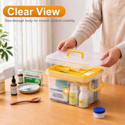 ANYPROLUS 15QT Clear Medicine Organizer Box with Handle, Plastic Medicine Container with Tray First Aid Box Empty, Thickened Medicine Storage Organizer Multipurpose Medication Organizer Storage - Image 6