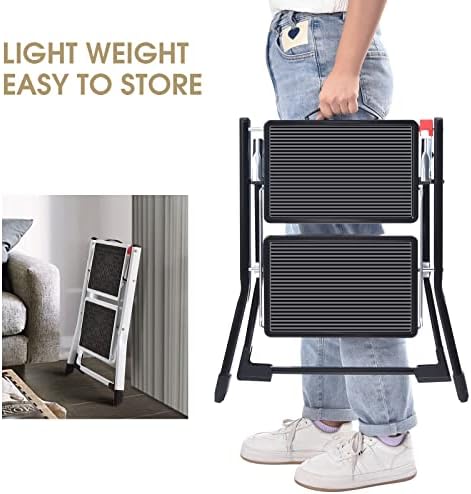 KINGRACK Folding Step Ladder, 2 Step Foldable Step Stool with Handle,Black - Image 5