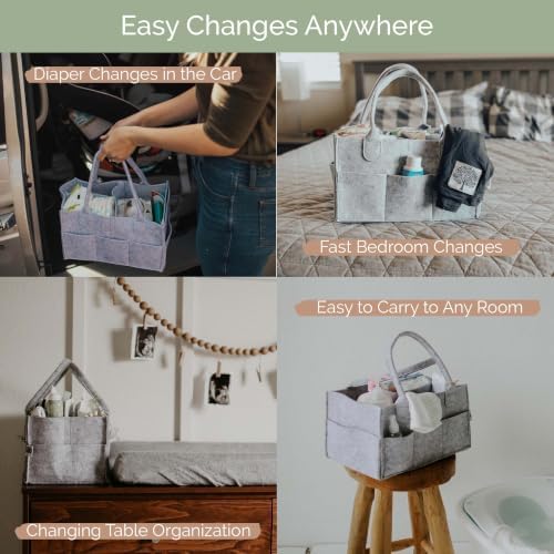 Parker Baby Co. Felt Diaper Caddy Organizer - Regular, Gray - Image 4