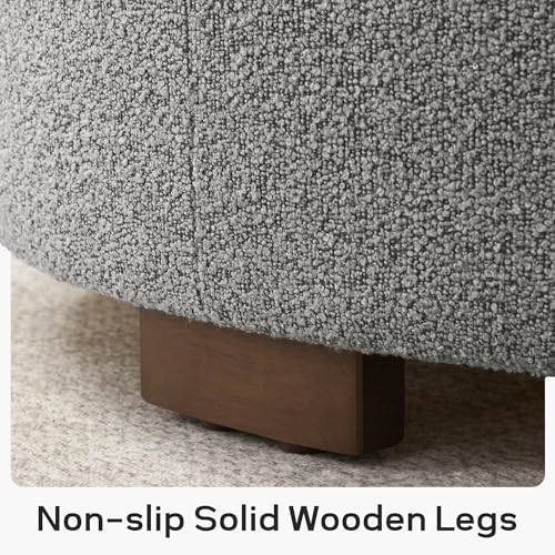Zihanhome 30 Inch Round Storage Ottoman, Ottoman Coffee Table with Lift Off Lid, Boucle Modern Ottomans with Storage for Living Room, Bedroom, Apartments (Light Grey) - Image 6