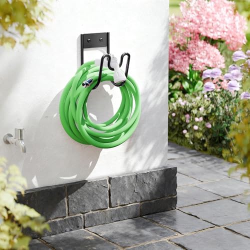 Black Metal Garden Hose Holder - Wall Mounted Water Hose Holder - Hose Hanger Heavy Duty for Water Hose Extension Cords Vacuum Hose (2 Pack) - Image 2