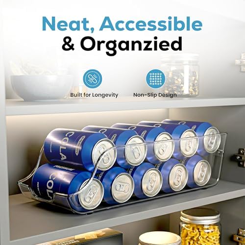 Utopia Kitchen Soda Can Organizer for Refrigerator & Pantry, 4 Pack, Clear - Image 3