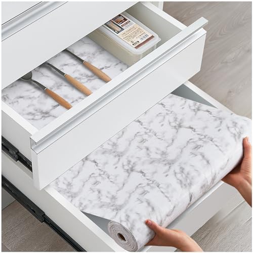 Drawer and Shelf Liner for Kitchen Cabinets, Marble, 18IN X 30FT by ALIUNI