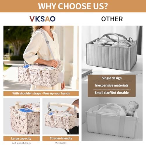 Cute Cartoon Animal Prints Baby Diaper Caddy Organizer, Diaper Bag Storage Basket for Newborn Essentials Must Haves Baby Shower Gifts, Black White Large - Image 3