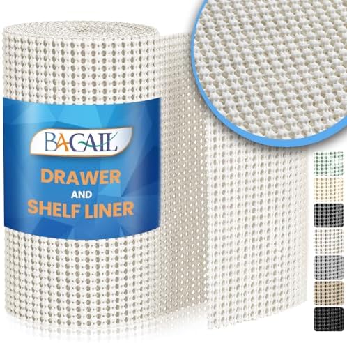 BAGAIL Drawer and Shelf Liner, Non Slip Cabinet Liner, 17.5" x10', White by BAGAILBASICS