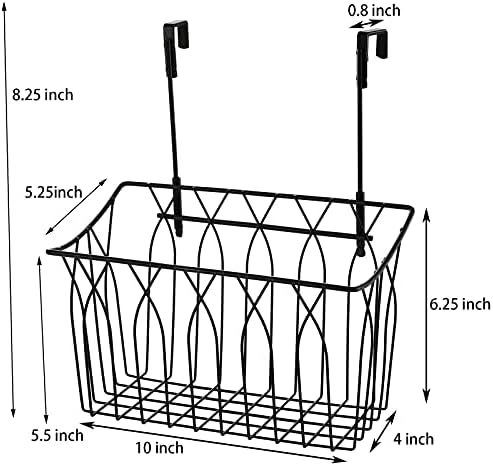 TOPZEA 2 Pack Grid Storage Baskets with Hooks, Metal Hanging Wire Basket Kitchen Over the Cabinet Door Organizer Caddy for Cutting Board, Kitchen Wrap, Foil, Cleaning Supplies, Bakeware, Towel - Image 2