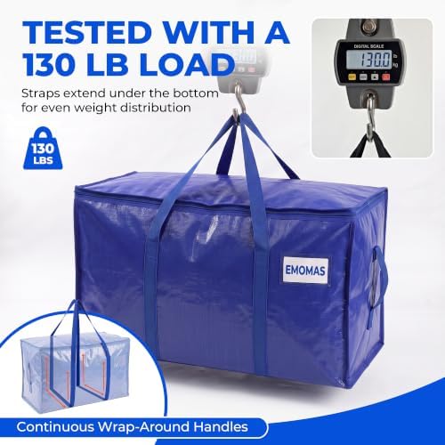 6 Pack Heavy Duty Moving Bags, Extra Large with Handles, Royal Blue - Image 4