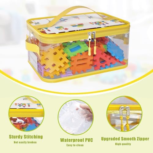 8 Pack Large Clear Toy Storage Bags with Labels, Handles, Zippers, L+XL - Image 7