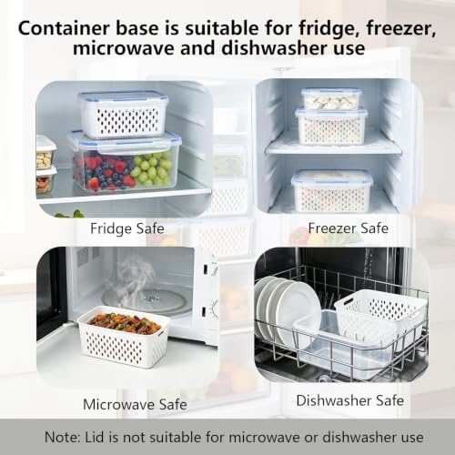 3 Pack Fruit Storage Containers for Fridge with Removable Colander and Lids - Image 6