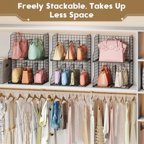 2 Pack Purse Organizer for Closet,Stackable Handbag Storage Holder - Image 4