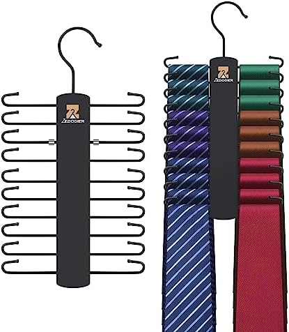 ZEDODIER 2 Pack Tie Hanger, Tie Organizer for Closet, Holds 40 Ties by ZEDODIER
