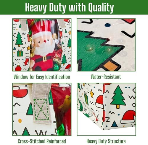 VENO Moving Bags, Christmas Storage Bags, Wide Open Top, Jingle Mix, 6 Pack - Image 3