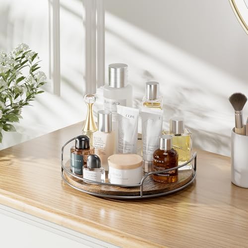 LAMU 2 Pack 9'' 10'' Lazy Susan Turntable Organizer for Table Top Cabinet, Wooden Lazy Susan for Kitchen, Pantry, Countertop, Bathroom Vanity, Spice Organization, Wood Decor - Image 4