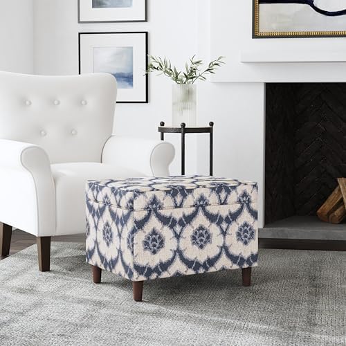 Spatial Order 24" Dinah Collection Storage Ottoman - Blue Medallion Print - Image 2