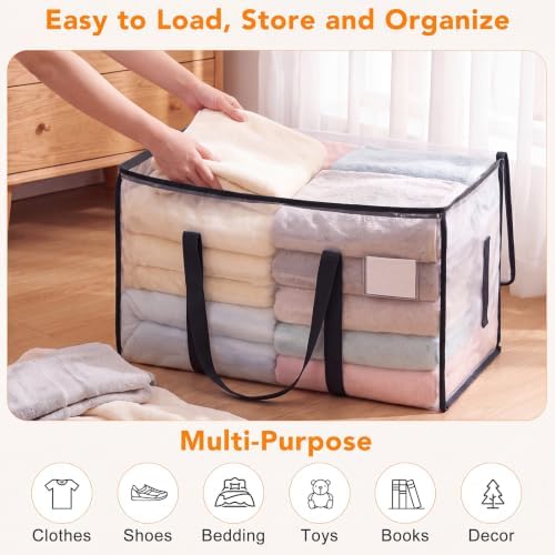6 Pack 93L Extra Large Heavy Duty Clear Moving Bags 200LBS, Black Edges - Image 3