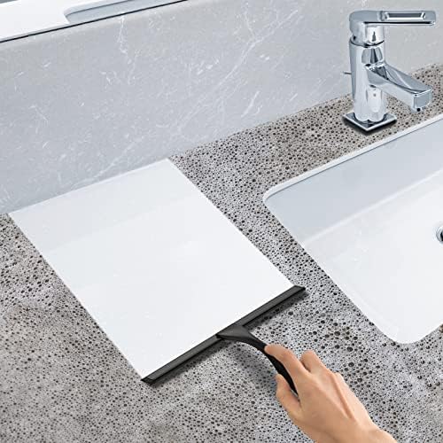 All-Purpose Stainless Steel Shower Squeegee for Shower Glass Door with Adhesive Hook, Bathroom Cleaner Tool Household Window Mirror Squeegee for Glass Doors, Cleaning Tile Wall, Car, 10 inch, Black - Image 5