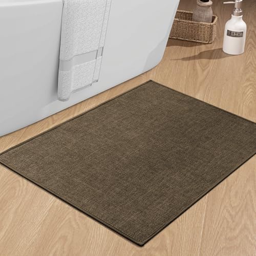 chakme Bathroom Rugs Mat 36x24, Ultra Thin Non Slip Bath Mat Large Quick Dry Absorbent Bath Mat for Bathroom Floor, (Brown, 36"x24") by CHAKME