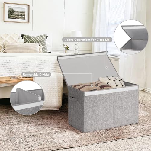 INDRESSME 85L Large Toy Storage Box with Lid & Dividers, Grey - Image 5