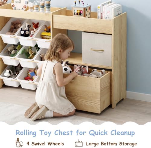 EXPERLAM 5-in-1 Toy Storage Organizer, Plush Holder, 9 Bins, Toy Chest - Image 4