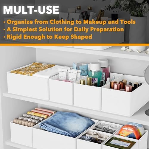 SpaceAid Drawer Organizer Clothes, 12 Pack Dresser Organizer Bins for Nursery, Closet Organization and Storage Dividers for Clothing, Baby Clothes, Underwears, Socks (White) - Image 4