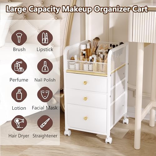 Rolling Makeup Organizer Cart with Drawers Under Desk Storage for Vanity - Image 5