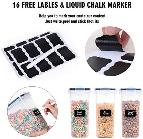 FOOYOO Cereal Containers Storage Set - 3 Piece Airtight Large Dry Cereal Container (135.2oz), BPA Free Dispenser Plastic Cereal Storage Containers with 16 Labels & Pen - Image 3