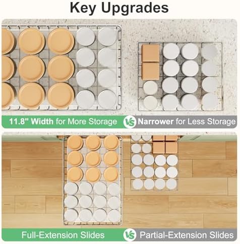 Stainless Steel Pull Out Cabinet Organizer(11.8"W x 16.5"D x 4.7"H)-1 Pack, Minimalist Design Frame, Full-Extension Slide Rails, Easy Installation for Pantry Organizers or Kitchen Cabinet Organizer - Image 6