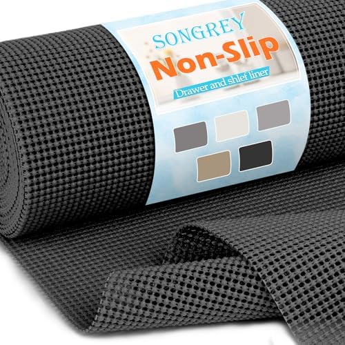 Songrey Non-Slip Shelf Cabinet and Drawer Liner, 12IN x 30FT, Black by Unknown