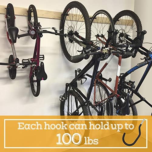 KURUI Heavy Duty Screw in Hooks for Hanging, 12 Pack Bike Hooks for Garage Wall with Screw Anchors, Wall Mount Bicycle Storage for Ceiling, Large Black Plant Hooks for Ceiling - Image 7