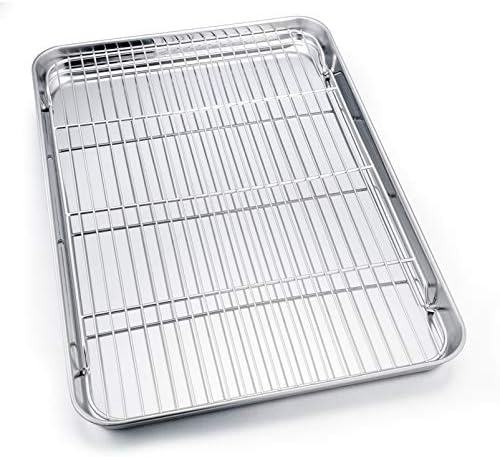 P&P CHEF Stainless Steel Baking Sheet with Rack Set for Cookie, 19.6 Inch - Image 4