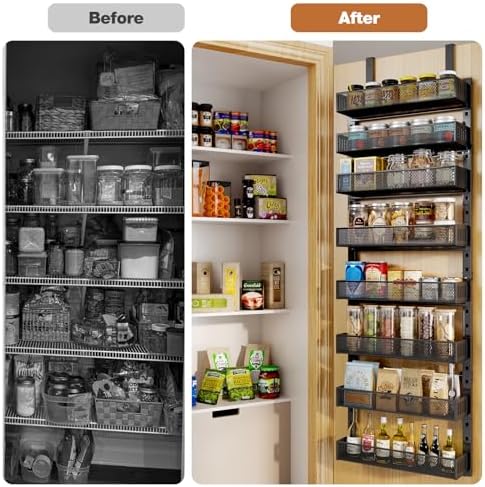 Pantry Door Organizers and Storage, 8-Tier Large Metal Heavy-Duty Frame Over the Door Spice Rack, 2 in 1 Wall-Mounted or Hanging shelf for Kitchen, Bathroom, Laundry Room, Bedroom, Closet &Nursery - Image 7