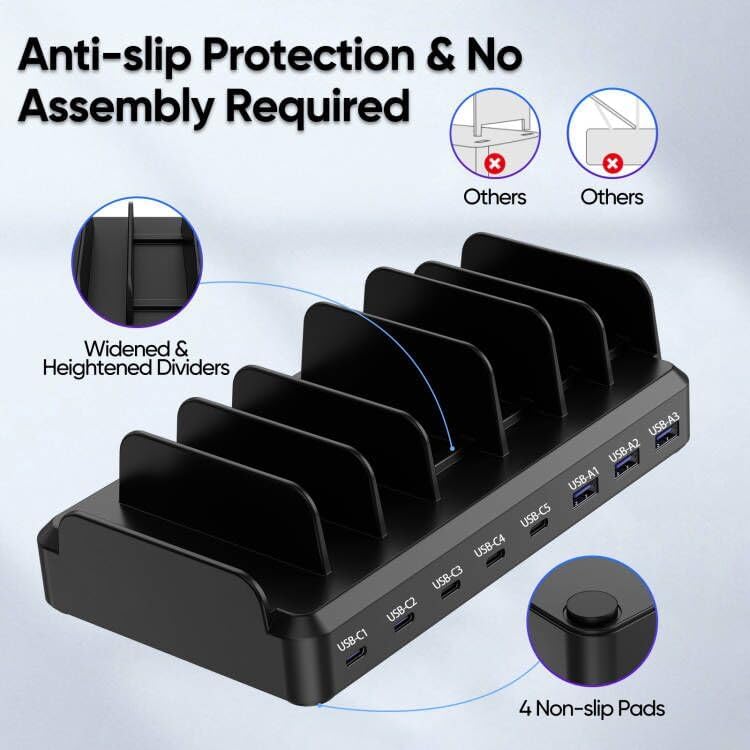 Lcssio 300W Charging Station for Multiple Devices, 8 Port Fast Charger - Image 4