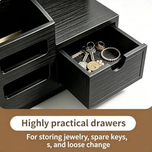 Key Holder Wall Mount Black Key Holder with Drawer& Mail Slot - Image 3