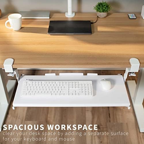 VIVO White Clamp-on 27 x 11 in Adjustable Keyboard Tray, MOUNT-KB05HW - Image 2